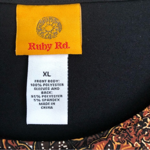 RUBY RD. WOMEN'S TOP WOMEN'S SIZE XL PAISLEY TIE FRONT KNIT 3/4 SLEEVES PULLOVER - Picture 5 of 8